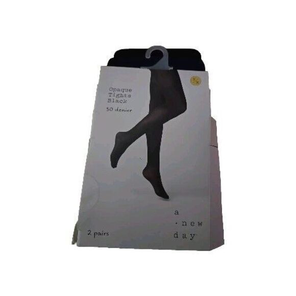 A New Day Women's Tights High Waisted Closed Toe Black Size S/M Opaque - Picture 1 of 3